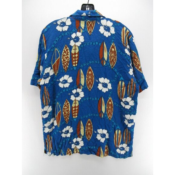 VINTAGE Basix Shirt Small Button Up Hawaiian Hibiscus Flower Surf Board - Picture 6 of 9